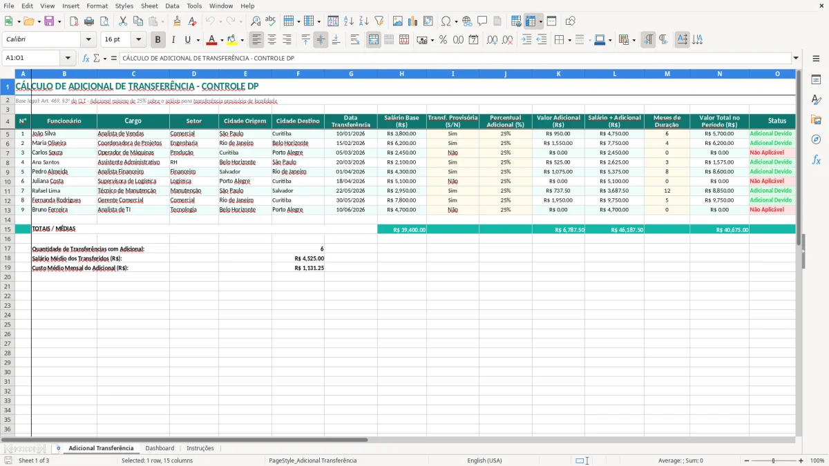 Captura 1: aba Adicional Transferência - Planilha Excel calculo de adicional de transferencia excel
