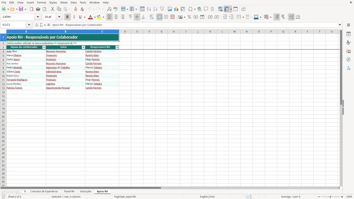 Captura 4: aba Apoio RH - Planilha Excel planilha de contrato de experiencia 90 dias excel